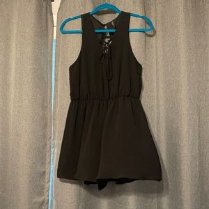 Black lace up romper